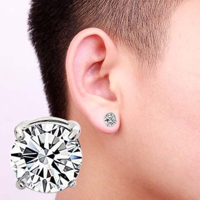 a close up of a diamond earring